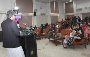Federal Secretary for Information and Broadcasting Mr. Zahoor Ahmed addressing to the Digital Photographic and Painting Exhibition in connection with Kashmir Black Day organized by Ministry of Information and Broadcasting. 