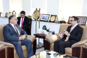 Caretaker Minister for Energy Muhammad Ali had a meeting with Ambassador of the United Stated of America to Pakistan H.E. Donald Blome at Power Division. Areas of mutual interest were discussed in the meeting