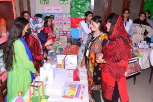 Visitors viewing the models made by students during the exhibition at Allied high School