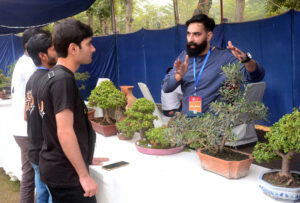 Students visit different stalls displayed during the Science Exhibition 2023 by Khwarizmi Science Society at Crescent School