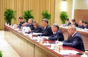 Caretaker Prime Minister Anwaar-ul-Haq Kakar along with a delegation meets with Member of Politburo of Central Committee of the Communist Party of China and Party Secretary Mr. Ma Xingrui