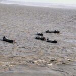 Fishermen catching the fish at Indus river