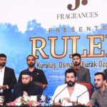 Turkish actor Burak Ozcivit, best known for his leading role in the renowned Turkish series ‘Kurulus: Osman’, addressing a press conference on launch of a new fragrance ‘Ruler’ by J. at a local hotel
