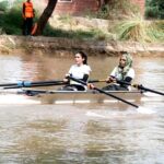 Women Athletes participating in the sailing competition during the First Bahawalpur South Punjab Rowing Boating Champion ship
