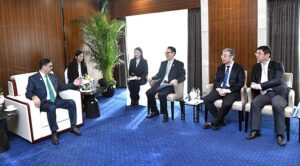CEO China Communications Construction Company (CCCC) Wang Haihuai and Chairman China Road and Bridge Corporation (CRBC) Du Fei called on Caretaker Prime Minister Anwaar-ul-Haq Kakar. 