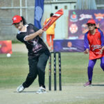 A view of cricket match played between Faisalabad Serene Hotel and Islamabad Serena Hotel women teams during Serena Premier League 2023 at Bohranwali Ground.