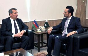 Muhammad Tahir Javed, SAPM/MOS on Investment meeting with   H.E. Khazar Farhadov, Ambassador of Azerbaijan at SAPM/MOS office. 