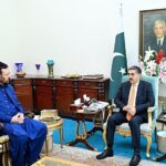 Chief Minister Gilgit Baltistan, Gulbar Khan calls on Caretaker Prime Minister Anwaar-ul-Haq Kakar.