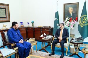 Chief Minister Gilgit Baltistan, Gulbar Khan calls on Caretaker Prime Minister Anwaar-ul-Haq Kakar.
