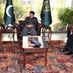 Andreas Ferrarese, Ambassador of Italy to Pakistan calling on Chairman Senate, Muhammad Sadiq Sanjrani at Parliament House.