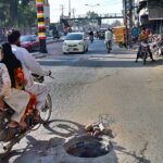 A view of open main hole on road near Nori Gate may cause any mishap and needs the attention of concerned authorities