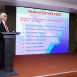 Minister Higher Education, Archives & Libraries KP Dr. Muhammad Qasim Jan addressing during 1 day session on National Day for Disaster Risk Reduction 2023 here at SBBWU.