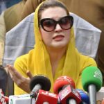 SAPM on Human rights and Women empowerment Mushaal Hussain Mullick talking to media persons at Mazar-e-Iqbal.