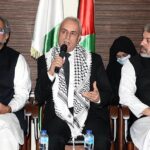 His Excellency Ahmad Jawad Rabei, Ambassador, State of Palestine addressing during All Parties Conference to express solidarity with the people of Palestine at Embassy of the State of Palestine.