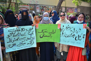 Polio Health workers participating in a polio awareness walk during world polio day outside press club