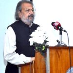 Caretaker Federal Minister Madad Ali Sindhi addressing the National Curriculum Summit.