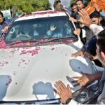 Former Prime Minister Muhammad Nawaz Sharif arrives to appear before Accountability Court