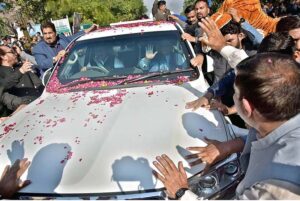 Former Prime Minister Muhammad Nawaz Sharif arrives to appear before Accountability Court
