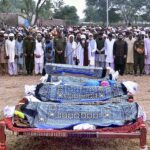 A large number of people are attending the funeral prayer of laborers at Shujaabad who killed in firing incident in Turbat