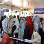 A large number of women waiting to collect slips at the registration counter at the OPD of the District Headquarters Hospital