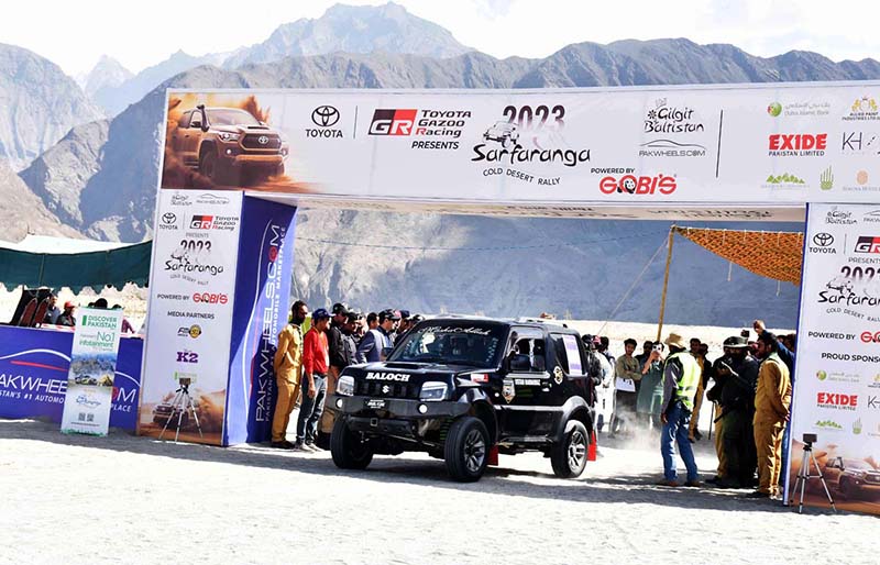 A participant approaching towards his target during the "Sarfaranga Cold Desert Rally 5th Edition 2023 in qualifying round at world highest desert sarfaranga