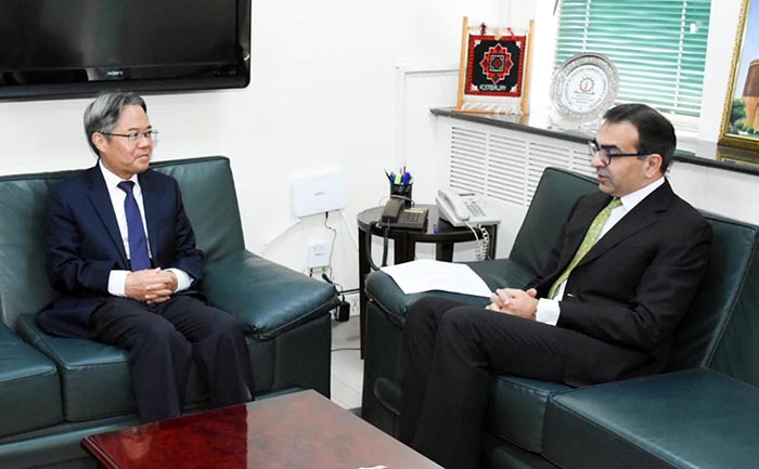 Ambassador of China to Pakistan H.E Jiang Zaidong called on Caretaker Federal minister for power and petroleum Muhammad Ali.