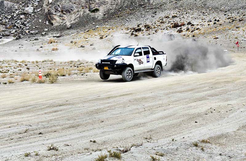 A participant approaching towards his target during the "Sarfaranga Cold Desert Rally 5th Edition 2023 in qualifying round at world highest desert sarfaranga