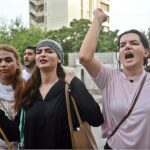 Activists of civil society organize a protest demonstration to show solidarity with the people of Palestine, call for an immediate ceasefire at Karachi Press Club