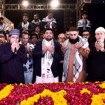 Sindh Governor Kamran Tessori and others offering dua in memory of Palestinians martyred in Israeli attacks at Governor House