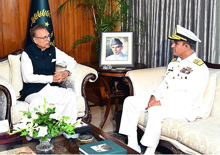 Chief of Naval Staff, Admiral Muhammad Amjad Khan Niazi paid a farewell call on President Dr. Arif Alvi at Aiwan-e-Sadr.