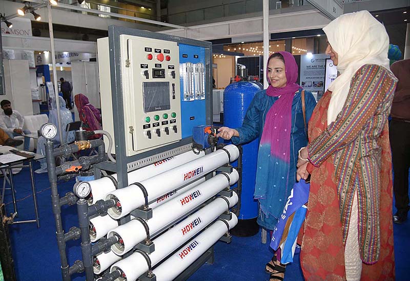 Visitor visiting different stalls during 7th Pak Water Energy Exhibition and Conference at Expo Center