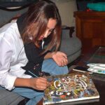 Student giving final touch to her painting in Last day calligraphy workshop at Bab-e-Pakistan and information Culture Punjab