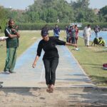 Athletes are participating in different games during Intercollegiate Athletic Championship 2023-24 organized by Board of Intermediate & Secondary Education (BISE) at Saeed Ajmal Academy Tartron Track Jhang Road