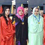 President Dr Arif Alvi giving away medals to top position holders and conferring degrees upon students of various departments of Quaid-e-Azam University