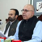 Caretaker Information Minister Balochistan Jan Achakzai addressing press conference at Press Club