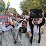 Students participated in a rally in connection with Kashmir Black Day