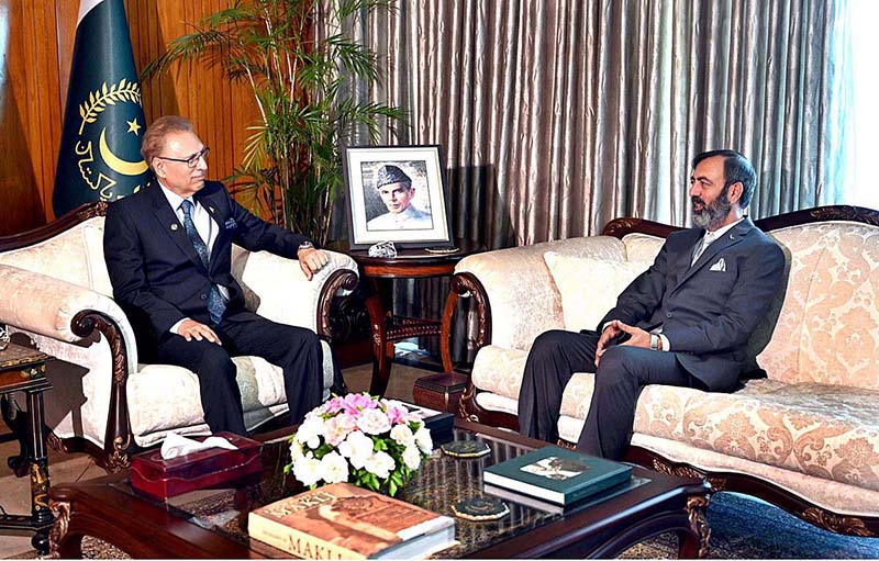 Pakistan's Ambassador-designate to Libya, Major General (R) Anjum Enayat, calls on President Dr. Arif Alvi, at Aiwan-e-Sadr