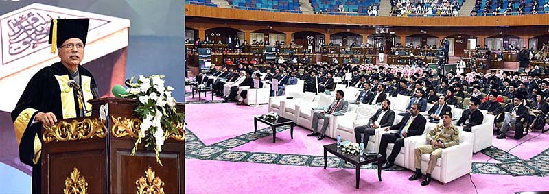 President Dr Arif Alvi addressing the convocation ceremony of the Quaid-i-Azam University.