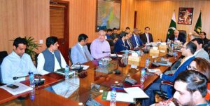 Caretaker Federal Minister for Railways, Communications & Maritime Affairs, Shahid Ashraf Tarar chairing a meeting at Ministry of Railways