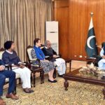 A delegation of Rhodes Trust, United Kingdom led by CEO of Rhodes Trust, Dr Elizabeth Kiss, and former Chairman Senate and Acting President of Pakistan, Mr Waseem Sajjad, called on President Dr Arif Alvi, at Aiwan-e-Sadr