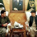 Governor Gilgit-Baltistan Syed Mehdi Shah in a meeting with Ghulam Nabi at Govenor House