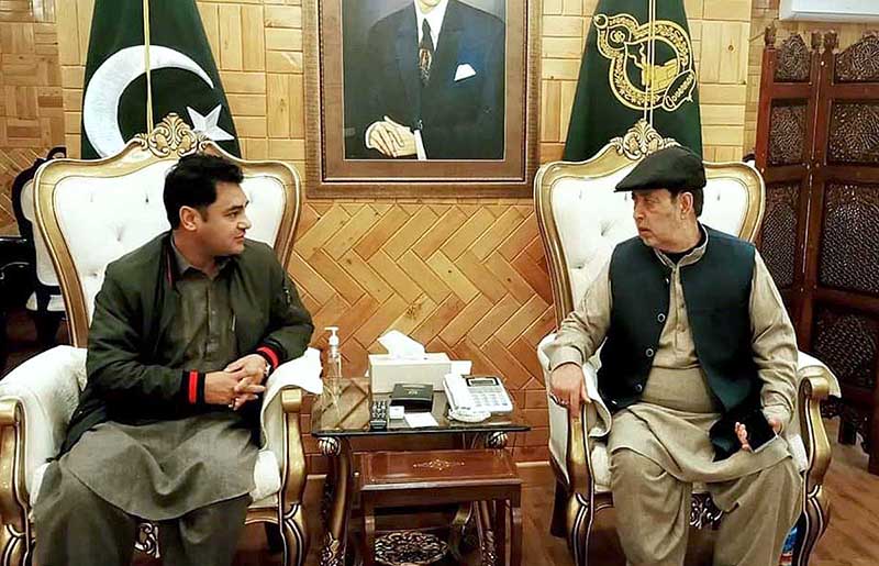 Governor Gilgit-Baltistan Syed Mehdi Shah in a meeting with Ghulam Nabi at Govenor House