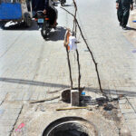 A view of open sewerage manhole at Post office road.