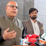 Balochistan Caretaker Minister for Information Jan Achakzai addressing press conference regarding decision taken in meeting of provincial cabinet