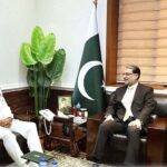 Chief of the Naval Staff, Admiral Naveed Ashraf calls on Minister for Defence, Lt Gen Anwar Ali Hyder (Retd) in Ministry of Defence.