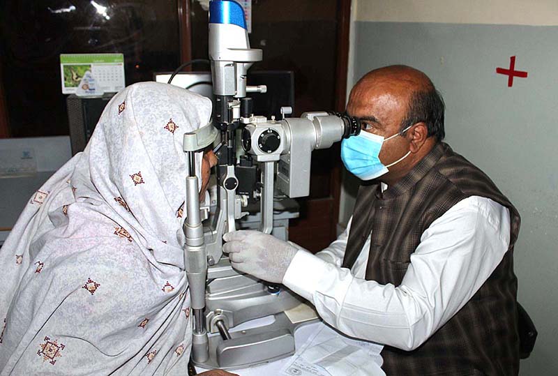 Eye specialist busy examine the patients at Helpers Hospital.