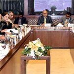 Senator Mohsin Aziz, Chairman Senate Standing Committee on interior presiding over a meeting of the committee at Parliament House