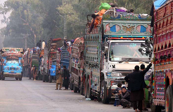 llegal immigrants families living in Pakistan arrived outside the United Nations High Commissioner for Refugees (UNHCR) repatriation center to voluntarily return to Afghanistan following Pakistan's government decision to deport all illegally staying foreigners from the country after October 31st.