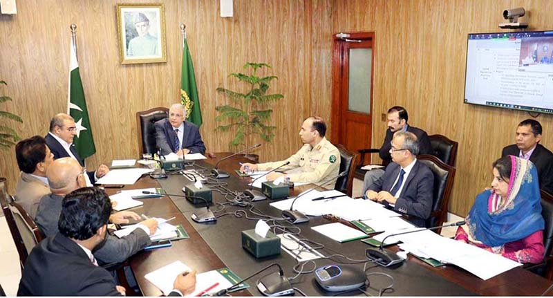 Caretaker Minister for Planning Development & Special Initiatives, Muhammad Sami Saeed chairs a meeting to review a progress over China-Pakistan Economic Corridor (CPEC) projects