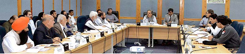 Senator Hidayat Ullah, presiding over a meeting of the senate standing committee on States and Frontier Regions at Parliament Lodges